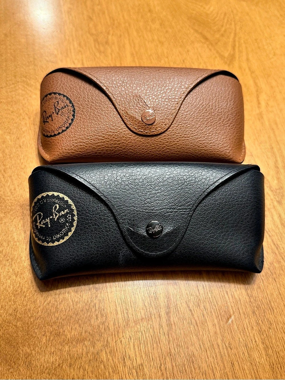 Ray-Ban Leather Sunglasses Case (Black and Brown Set of 2) Set Black & Brown
